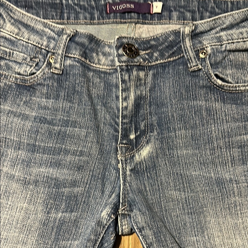 Vigoss Blue Boot Cut Jeans with Vintage-Inspired Fading . Sz 7 - Picture 3 of 12